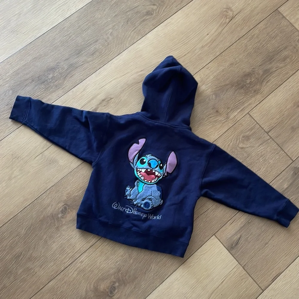 EUC Walt Disney World Kids Stitch Hooded Zip Up Sweatshirt Size S (6) - Picture 3 of 5